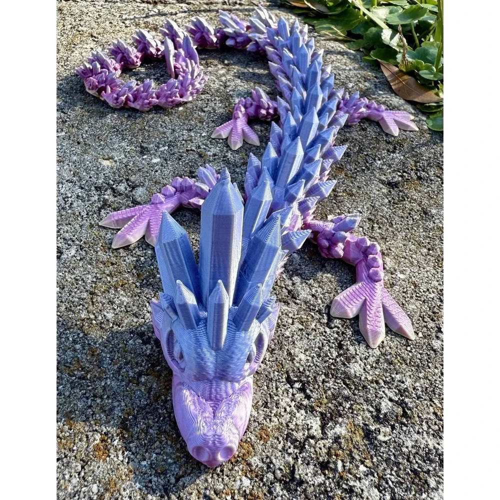 Articulated Crystal Dragon Fidget Toy 3D‎ Printed Flexible Sculpture